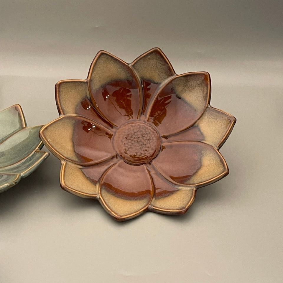 Ceramic lotus flower centerpiece with layered petals, available in four colors