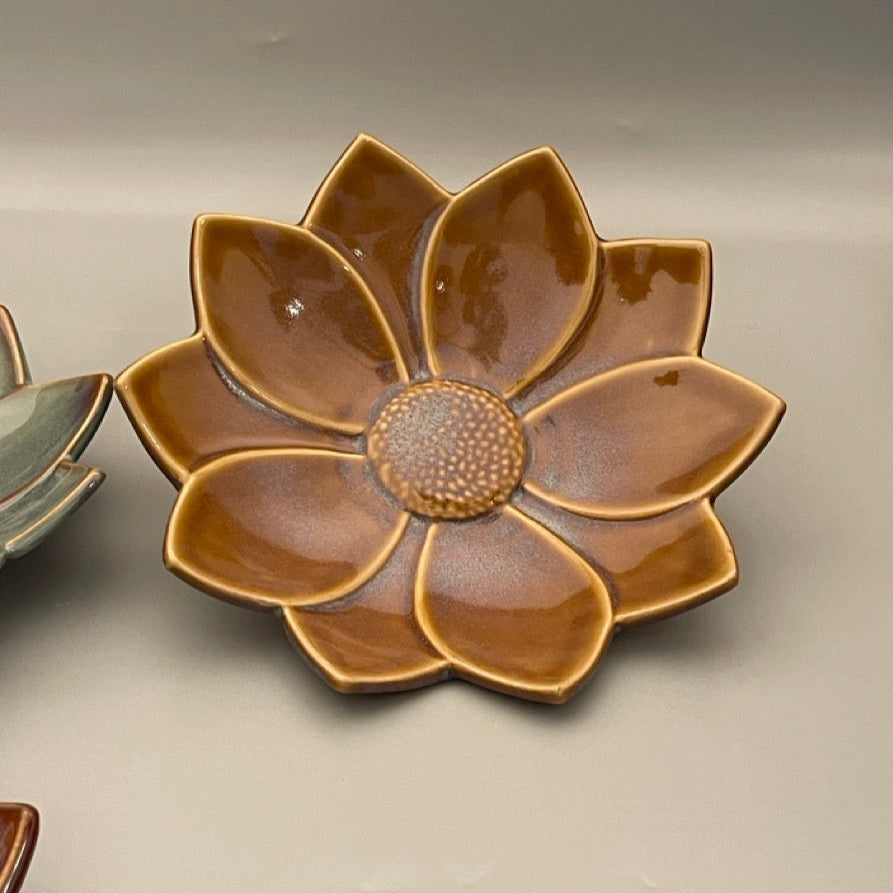 Ceramic lotus flower centerpiece with layered petals, available in four colors