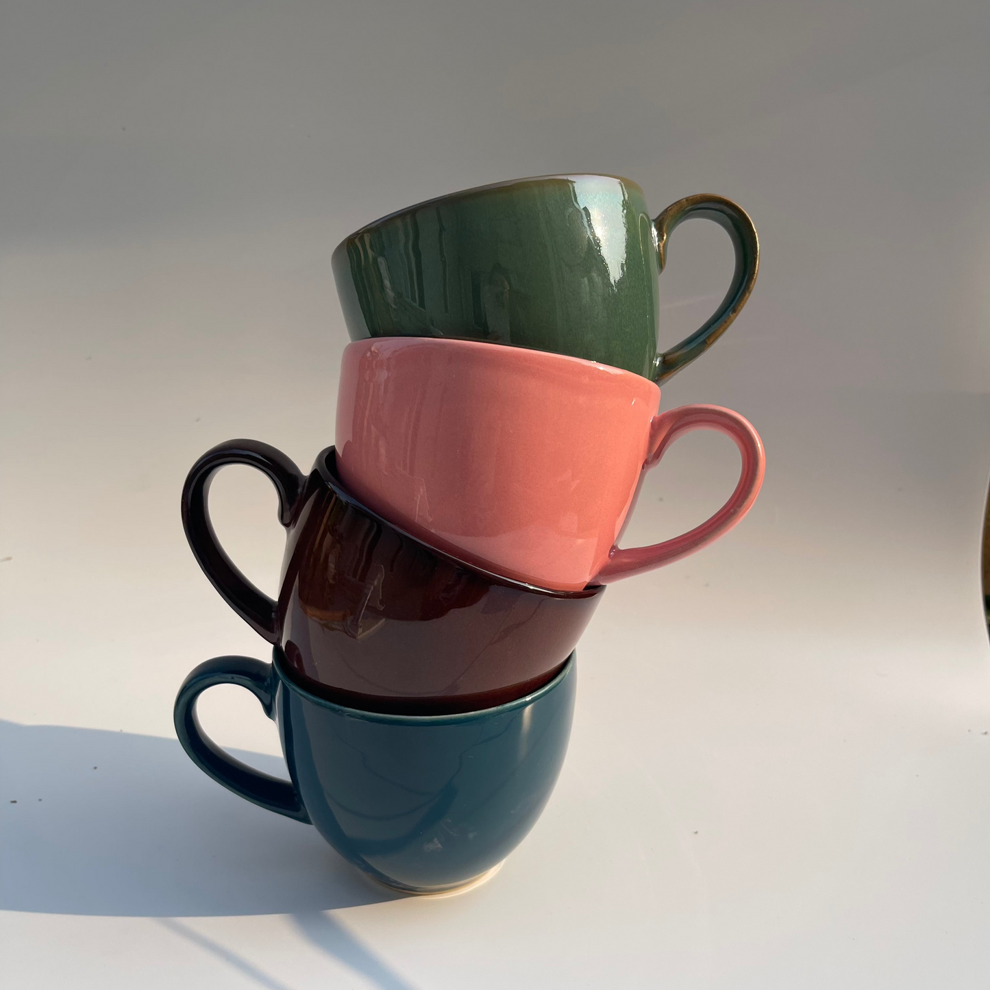 Set of 2 ceramic cappuccino cups in earthy or pastel tones – ideal for lattes, cappuccinos, or hot beverages