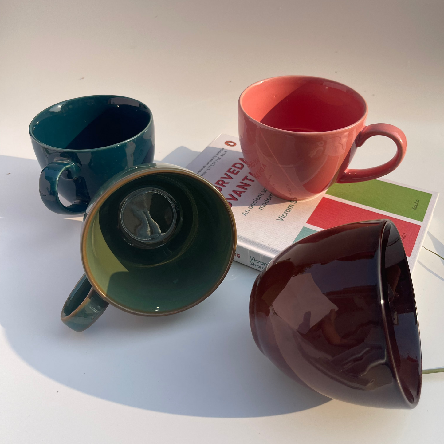 Set of 2 ceramic cappuccino cups in earthy or pastel tones – ideal for lattes, cappuccinos, or hot beverages