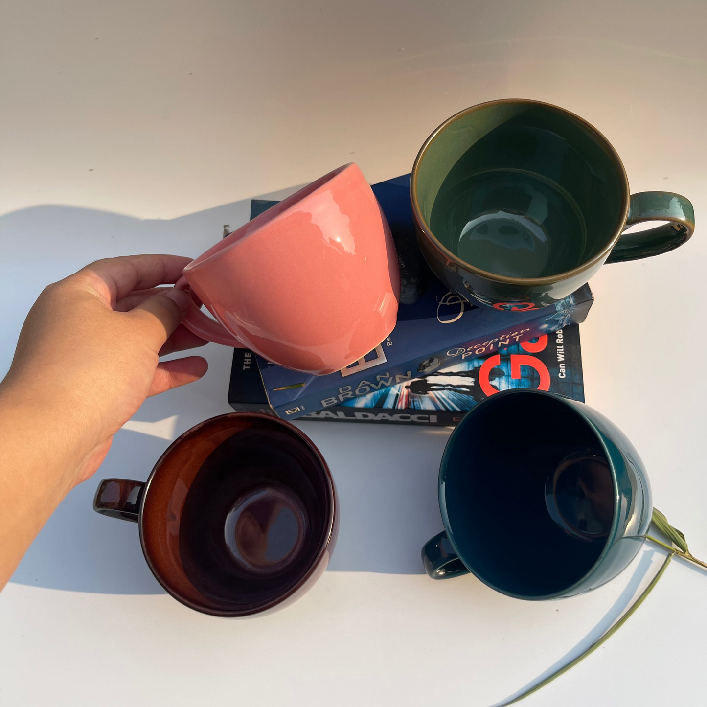 Set of 2 ceramic cappuccino cups in earthy or pastel tones – ideal for lattes, cappuccinos, or hot beverages