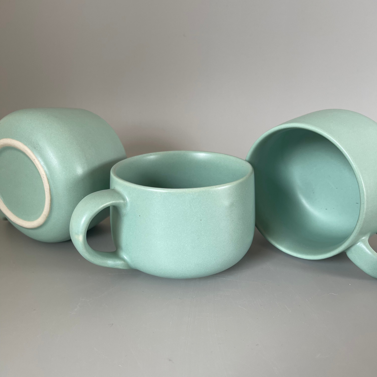 Set of 2 solid green ceramic cups – perfect for matcha, green tea, or warm beverages