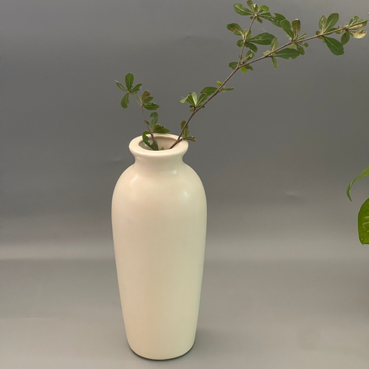 10-inch white urn-shaped ceramic vase for home decor