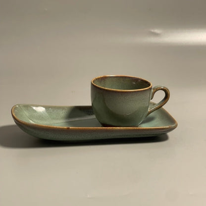Biscotti Set with long saucer and cup in green