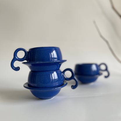 Set of 6 ceramic cups and saucers ideal for tea or coffee
