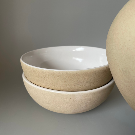 7-inch cream ceramic bowl with glazed white interior and matte earthen exterior—perfect for cereals, dals, sabzis, and everyday meals