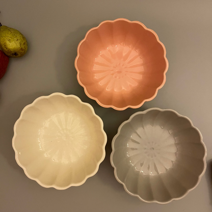 7-inch flower-shaped pastel ceramic bowl for serving salads, soups, or snacks in Indian homes