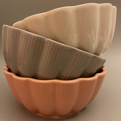 7-inch flower-shaped pastel ceramic bowl for serving salads, soups, or snacks in Indian homes