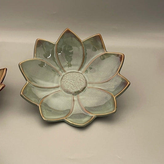 Ceramic lotus flower centerpiece with layered petals, available in four colors