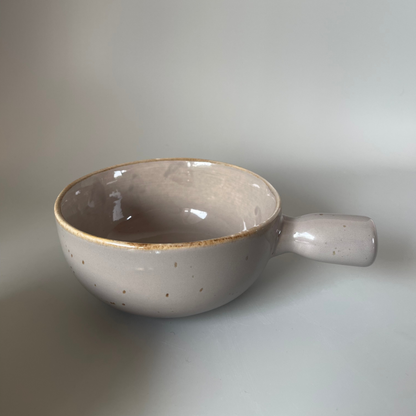 Set of 2 grey ceramic bowls with handles for serving soup, desserts, dips – functional and stylish for Indian dining