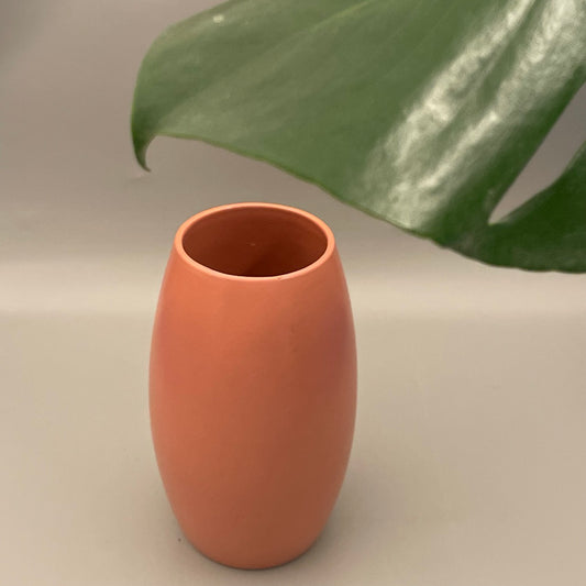 Medium ceramic vase with a drum-inspired shape and wide open mouth