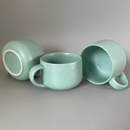 Set of 2 solid green ceramic cups – perfect for matcha, green tea, or warm beverages