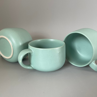 Set of 2 solid green ceramic cups – perfect for matcha, green tea, or warm beverages