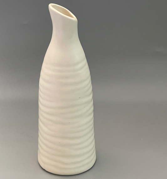 Modern 6-inch ceramic vase with spout mouth and ribbed texture