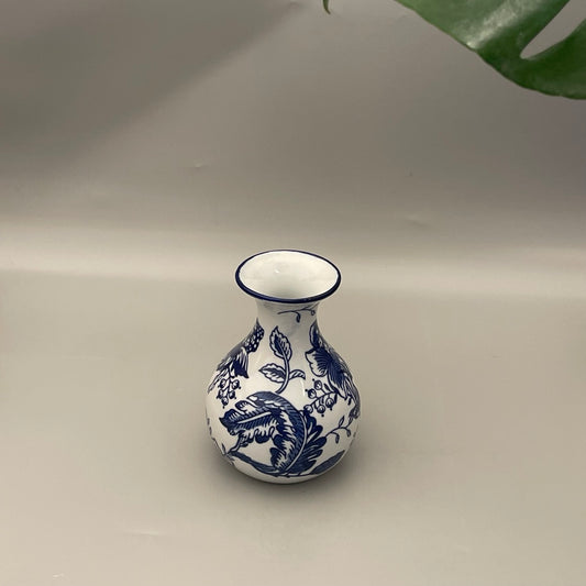Handcrafted Chinese pottery vase with parrot and foliage design – elegant statement decor for home interiors