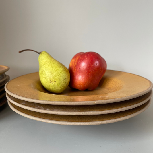 Set of 2 rustic ceramic appetiser plates in sunlit earthen tones – perfect for snacks, starters, or desserts
