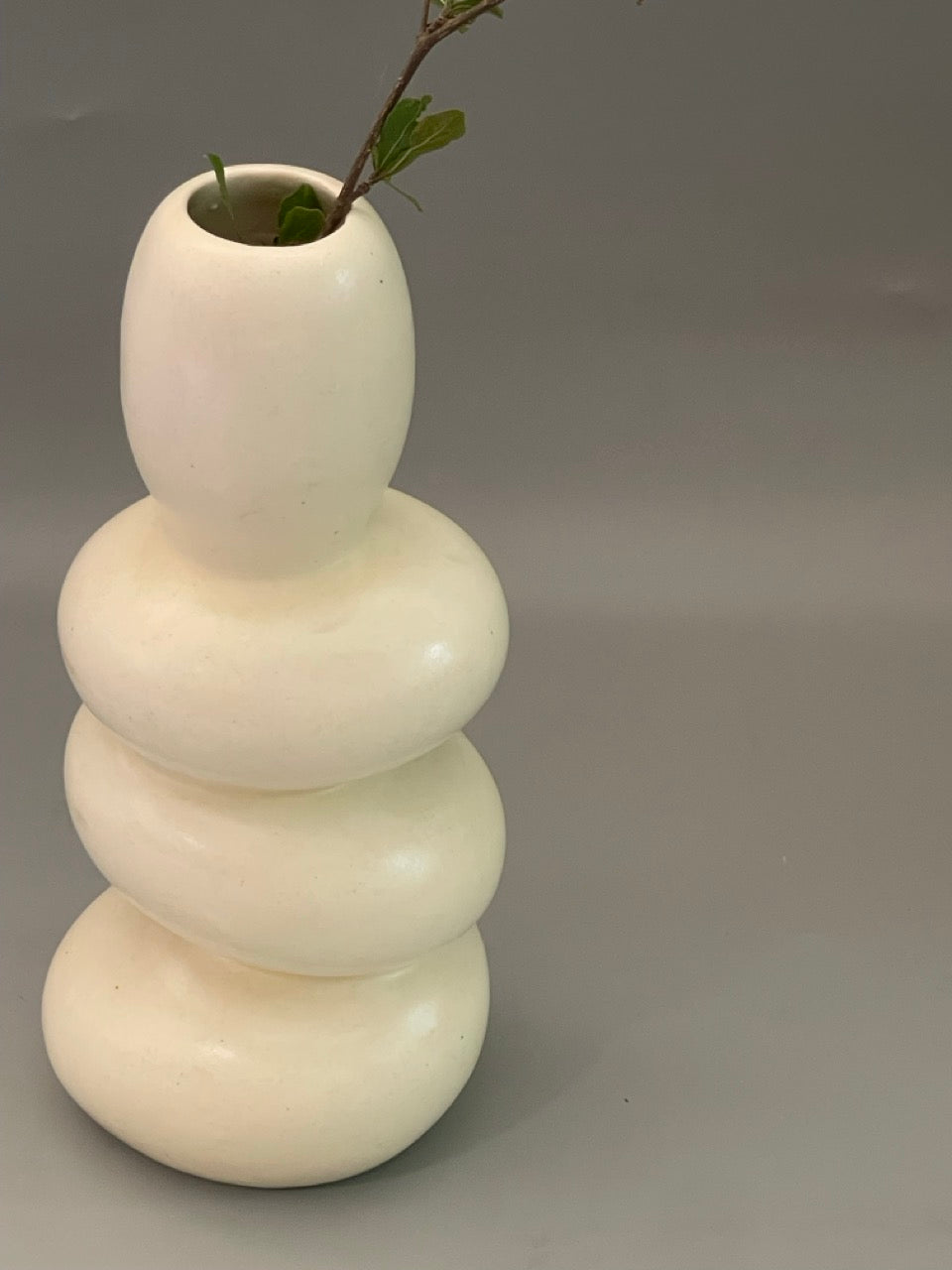 6-inch white Enso-inspired ceramic vase with glossy finish for minimalist home decor